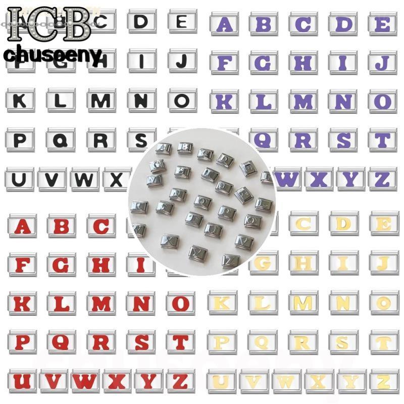 ตัวอักษร 2026 ใหม่แฟชั่นอิตาเลี่ยน Charm Links สําหรับสร้อยข้อมือ Fit 9 มม.สร้อยข้อมือสแตนเลสเครื่องประดับ DIY ทํา