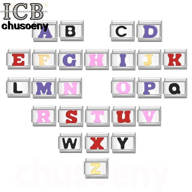 ตัวอักษร 2026 ใหม่แฟชั่นอิตาเลี่ยน Charm Links สําหรับสร้อยข้อมือ Fit 9 มม.สร้อยข้อมือสแตนเลสเครื่องประดับ DIY ทํา