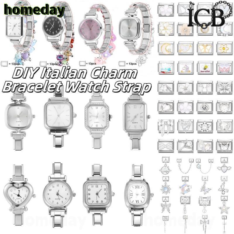 Silver Header หน้าปัดสีขาว DIY สายโมดูลดิจิตอล Splicing นาฬิกา Vintage Wild Modular นาฬิกาอิตาเลี่ยน Charm สร้อยข้อมือสแตนเลสสร้อยข้อมือแฟชั่นอุปกรณ์เสริม