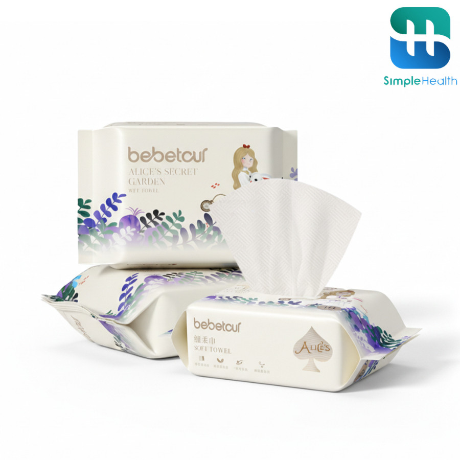 Simple Healthcare กระดาษเช็ดหน้า Facial Towel  สำหรับผิวบอบบาง ปราศจากแอลกอฮอล์ ขนาด 10แผ่น
