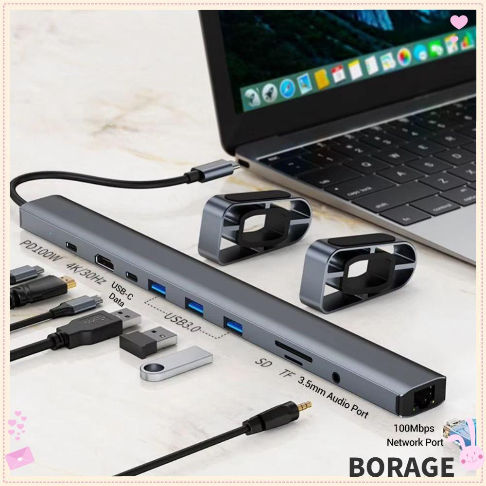 สถานีเชื่อมต่อ BORAG USB-C, 4K HDTV PD 100W ชาร์จ 10 in 1 Type-C Hub, 2025 เมาส์คีย์บอร์ดคอมพิวเตอร์