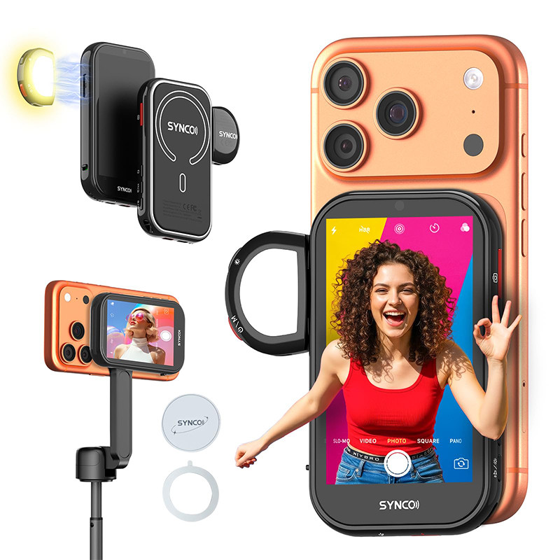 SYNCO XView M4AI Gesture Selfie Monitor หน้าจอสําหรับ iPhone 7-17 Series Wireless & Private Back กล้