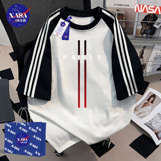 【จัดส่งจากกรุงเทพฯ】🔥NASA ฤดูร้อน ยูนิเซ็กส์ คอกลม แขนสั้น oversize minimal แฟชั่น ลายตัวอักษร สามแถบ สีผสม เสื้อ YG1268