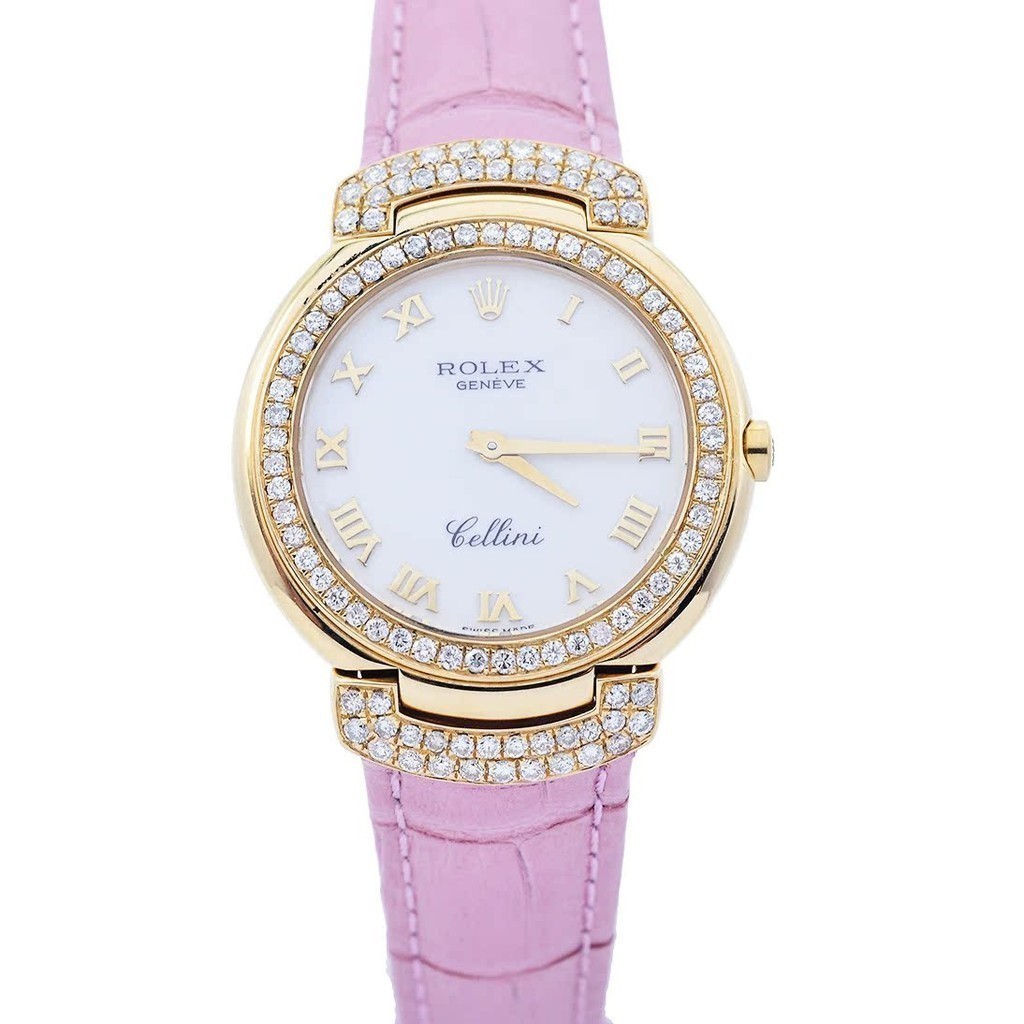 Rolex Cellini Quartz Movement Gold Back Diamond นาฬิกาผู้หญิง Rolex