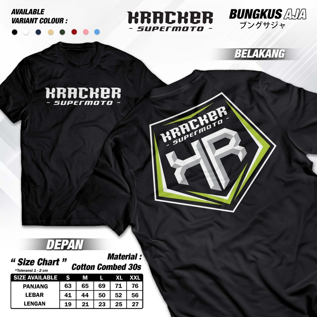 เสื้อยืด Supermoto KR Kracker, เสื้อยืดรถจักรยานยนต์ Herex Racing Distro, Cotton Combed 30s - Scrape