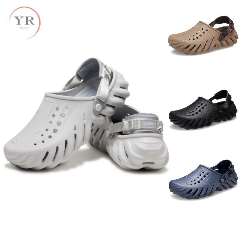 Unisex Crocs Echo Clog สําหรับผู้ชายผู้หญิงรองเท้าแตะรองเท้าชายหาดแฟชั่นรองเท้าแตะกลางแจ้ง