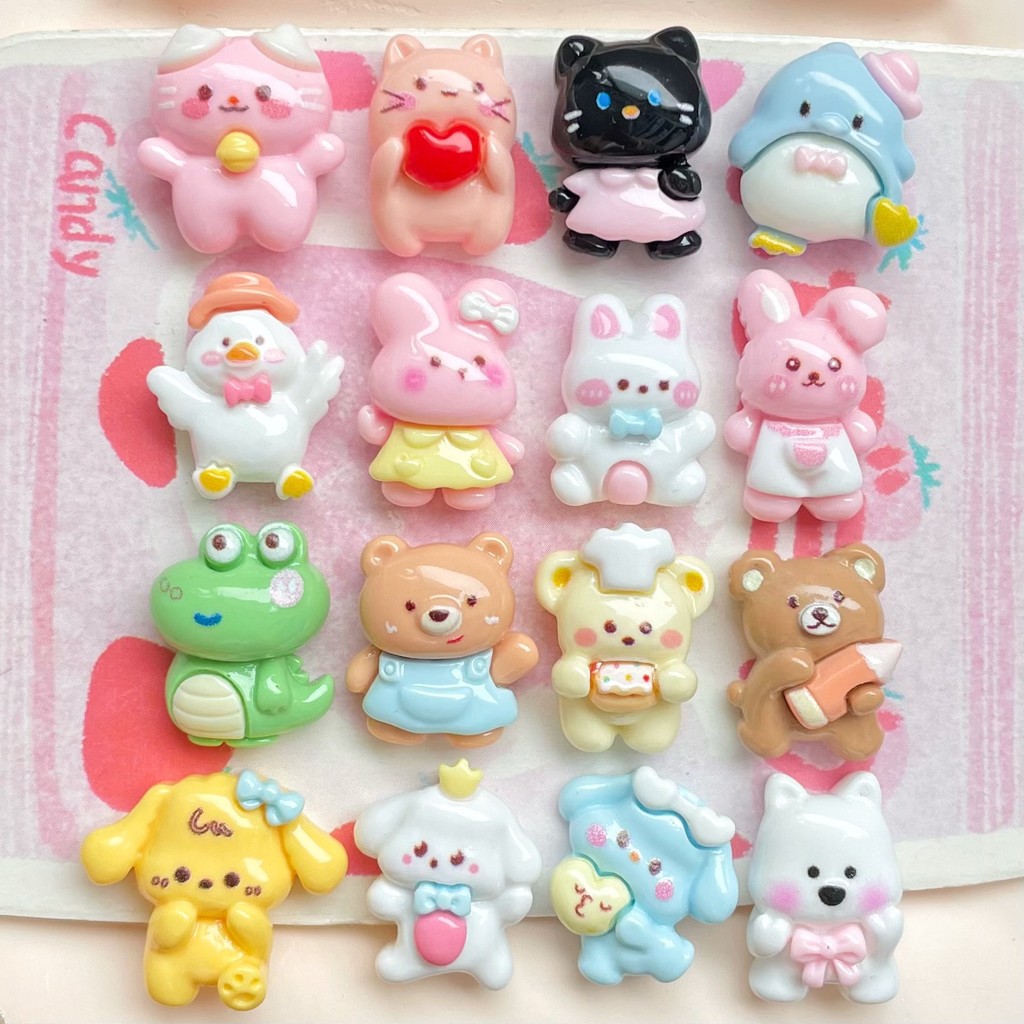 20PCS Mini สัตว์สุ่มผสมแมวกระต่ายไดโนเสาร์เรซิ่น Charms สําหรับ DIY (934)
