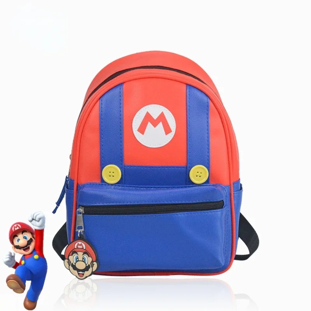 กระเป๋าเป้สะพายหลัง PU หนัง Kawaii สไตล์คอกOSPเล่นจากธีม Super Mario และอนุบาล สำหรับเด็กชายและหญิง
