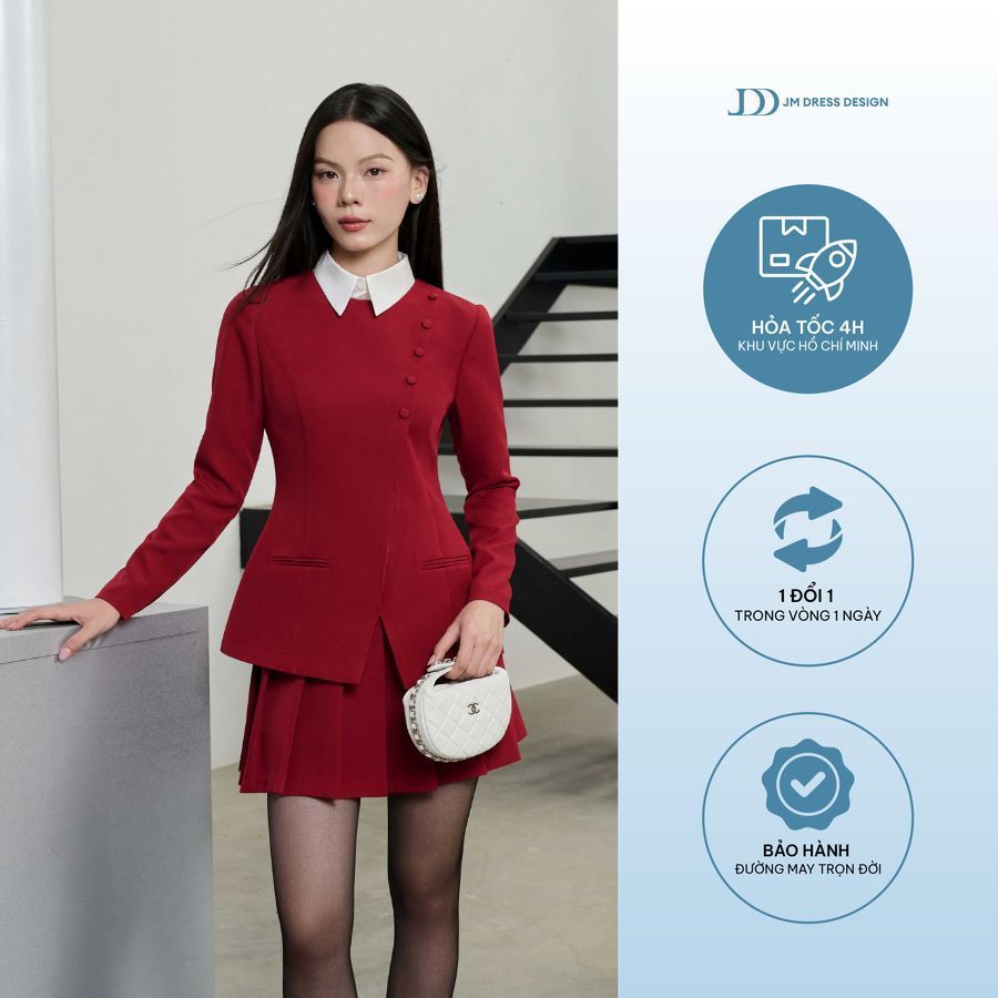 Cross Pleated Blouse Set 2T54.2511, กระโปรงจีบ 4S38.2511, Modern Uniform Form Tailoring Style ByJM