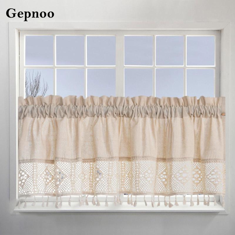 [Gepnoo] ผ้าม่าน Valances ประตู Barn Farmhouse ผ้าม่านสั้นผ้าลินิน Farmhouse Valances สําหรับตกแต่งห