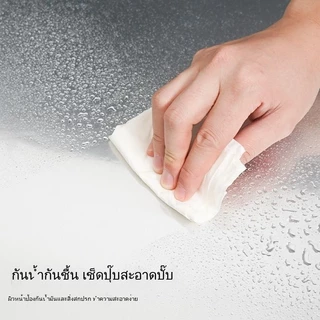 วอลเปเปอร์ สติกเกอร์ สแตนเลส กันน้ำมัน ครัว (หนาพิเศษ) DIY ฟิล์มติดผนัง กันคราบ กันน้ำ กันชื้น ลุคเมทัลลิก