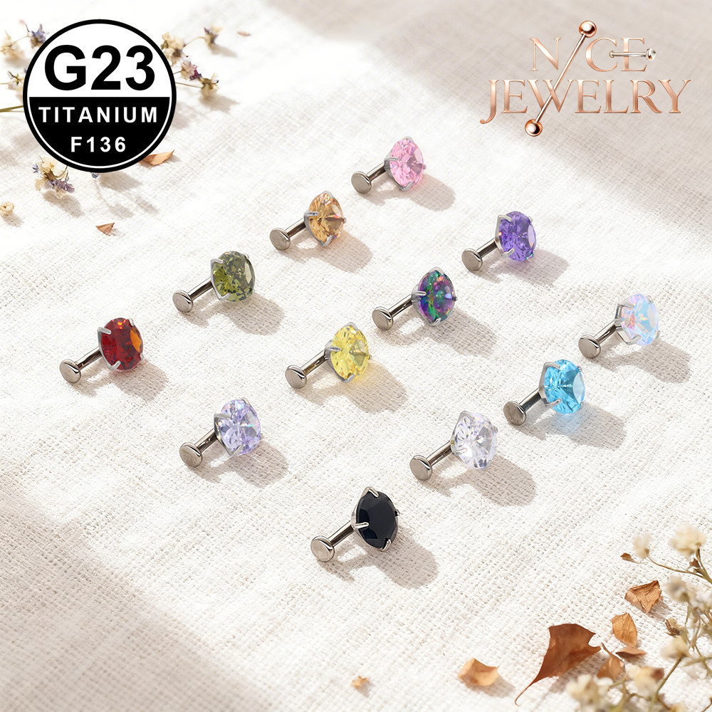 G23 พวงแก้วเหล็กไทเทเนียมซ่อนแบบ Helix ขนาด 16G สกรูแน่นอนแนวตั้ง พร้อมตกแต่งด้วย Rhinestones สำหรับเจาะกระดูกอ่อนหู