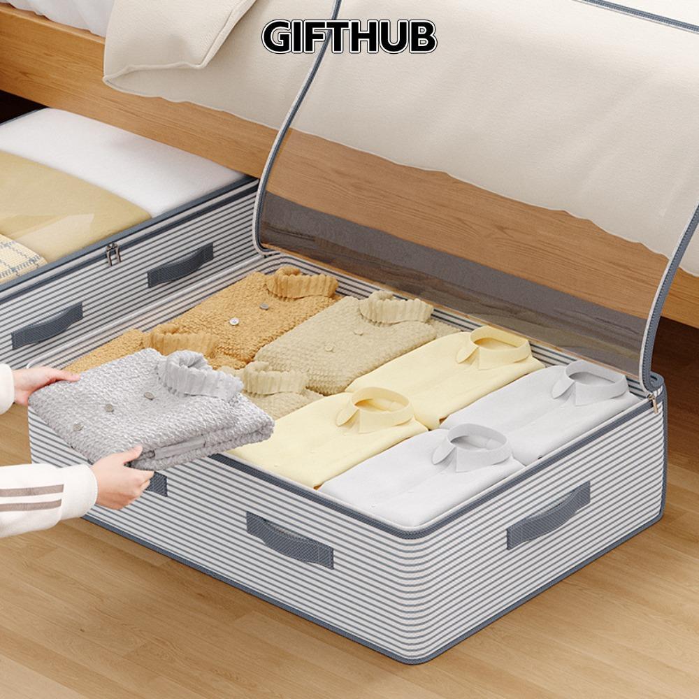 GIFTHUB กระเป๋าเก็บผ้าปูที่นอน, กล่องเก็บผ้านวมแบบใช้ซ้ําได้แบบพับได้, ออแกไนเซอร์แบบพกพา Non-Woven 