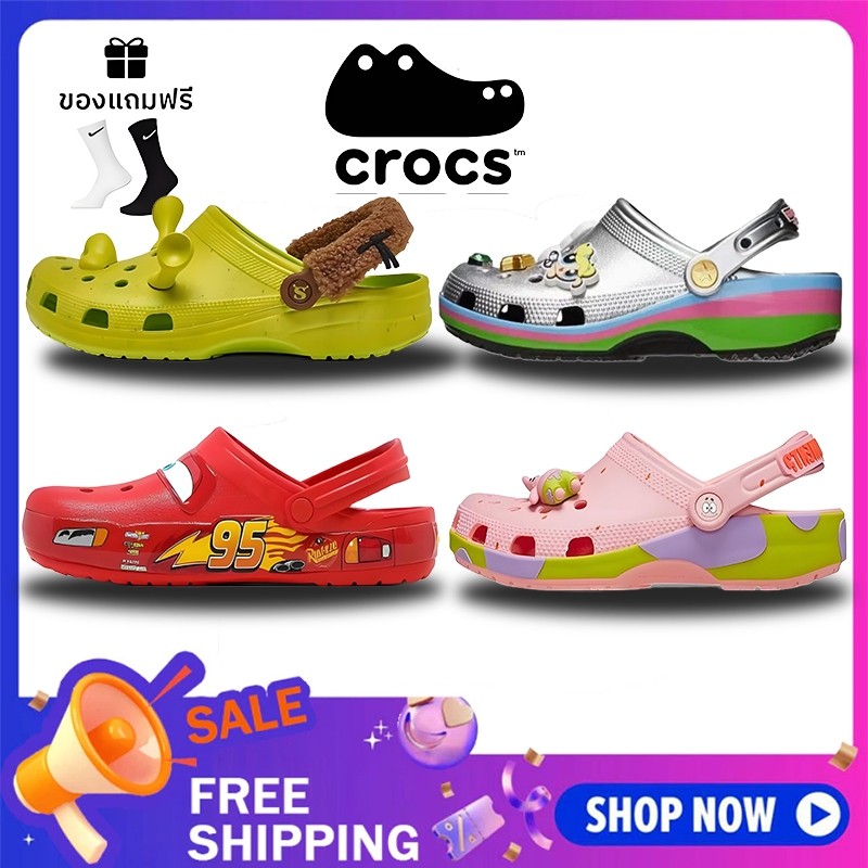 🍬Crocs คลาสสิก X Car 【"Lightning McQueen\\\"】สําหรับผู้ชายและผู้หญิงเดียวกันทนต่อการสึกหรอUnisex