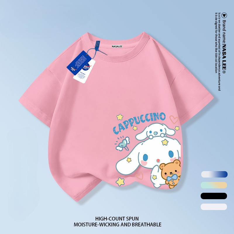 เสื้อยืดแขนสั้นผ้าฝ้ายแท้ ซินนามอนโรล สไตล์ใหม่ เหมาะสำหรับเด็กและวัยรุ่น