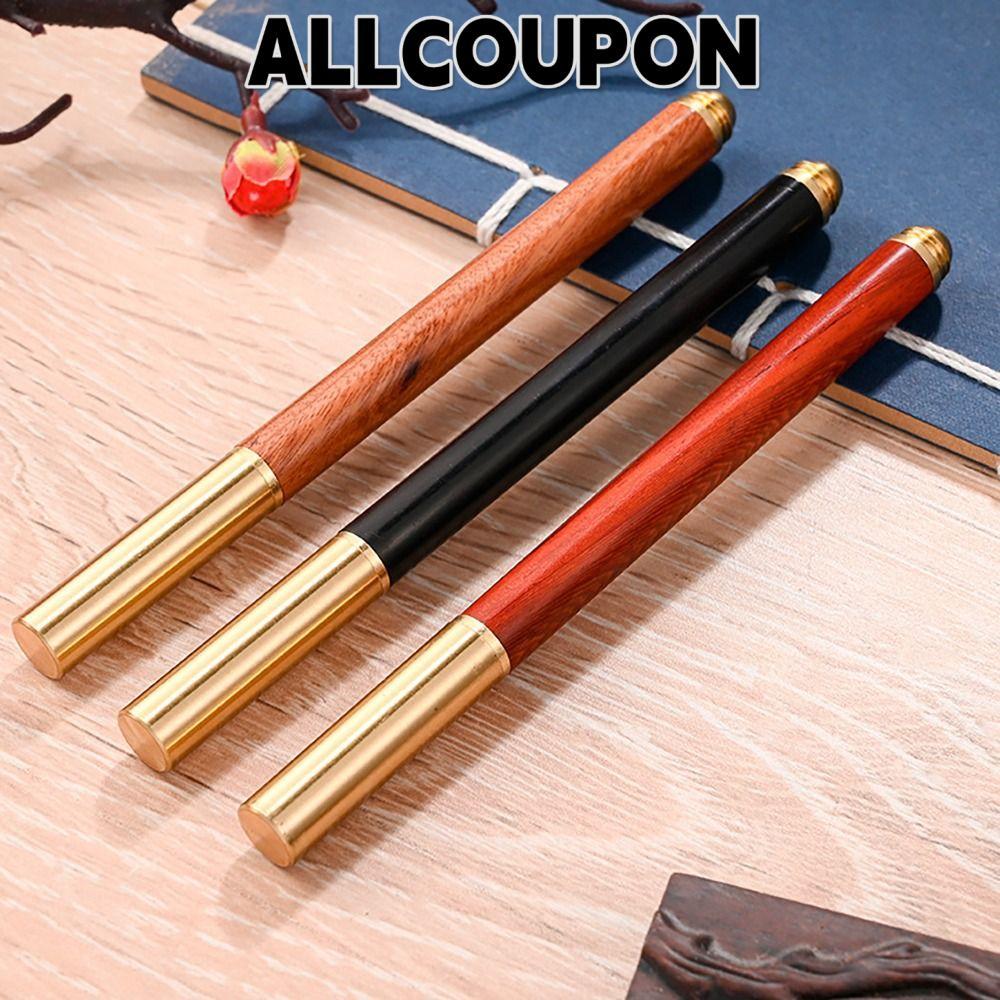 LAKAMLA Fountain Pen, Wood Body Business Ballpoint Pen, Creative Students Gift Brass Neutral Pen Stu