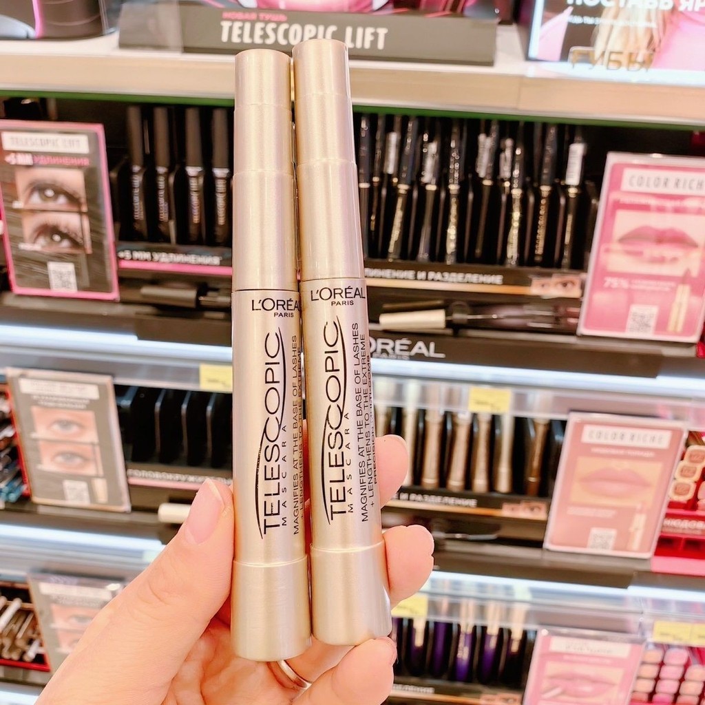 สินค้าแบ่งปันรัสเซีย Loreal Loreal telescopic Long Curling มาสคาร่าสีดําหนาติดทนนาน