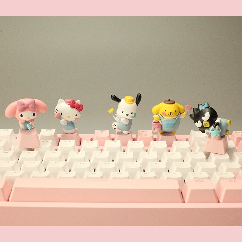 Diy Whitewasher Kitty ส่วนบุคคล Keycap Melody น่ารัก Big Ear Dog R4 คีย์บอร์ด Keycap ของขวัญนักเรียน