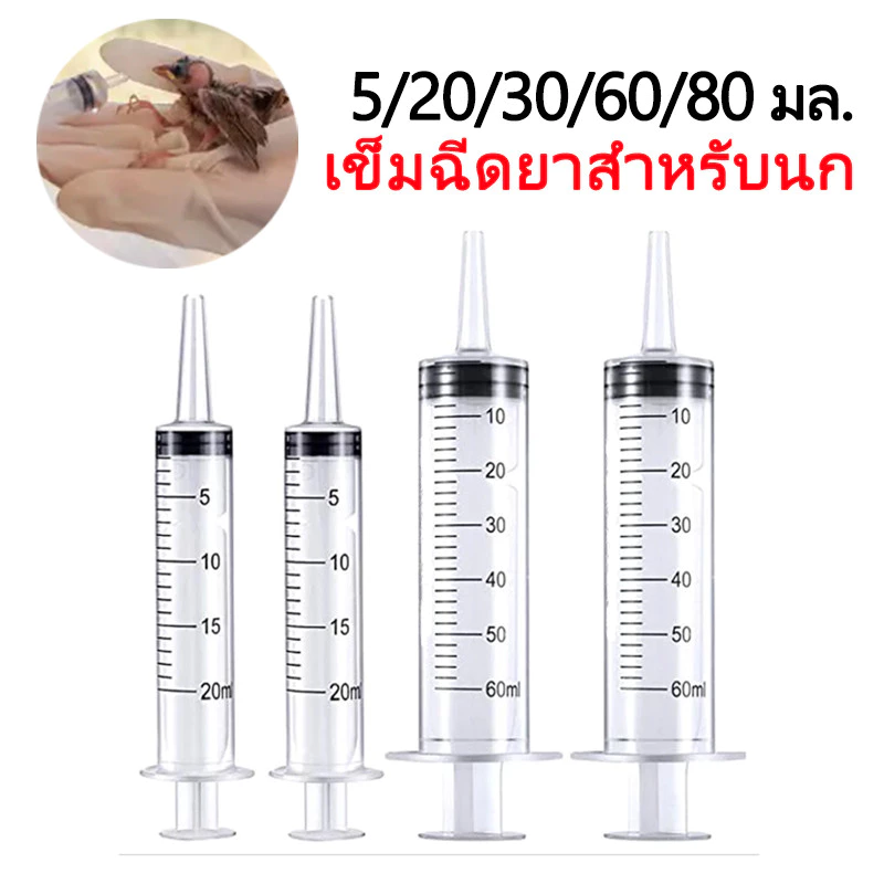 ที่ให้อาหารนกขนาดเล็ก ที่ให้อาหารนก 5-80 มล. กระบอกฉีดยาพลาสติกสำหรับนกแบบใช้ซ้ำได้ สัตว์ฟันแทะ สัตว์เลี้ยงขนาดเล็ก