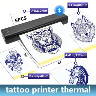 P84 Wireless Tattoo Transfer Machine Bluetooth Tattoo Thermal Stencil Printer Compatible with Smartphones&PC