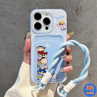 ส่งในพื้นที่ เคสสำหรับไอโฟน16 คู่ชินจานNe เคสช่องใส่การ์ดสายข้อมือ For iPhone17 16 11 12 13PROMAX 14 15PLUS 7/8 SE2 XSXR