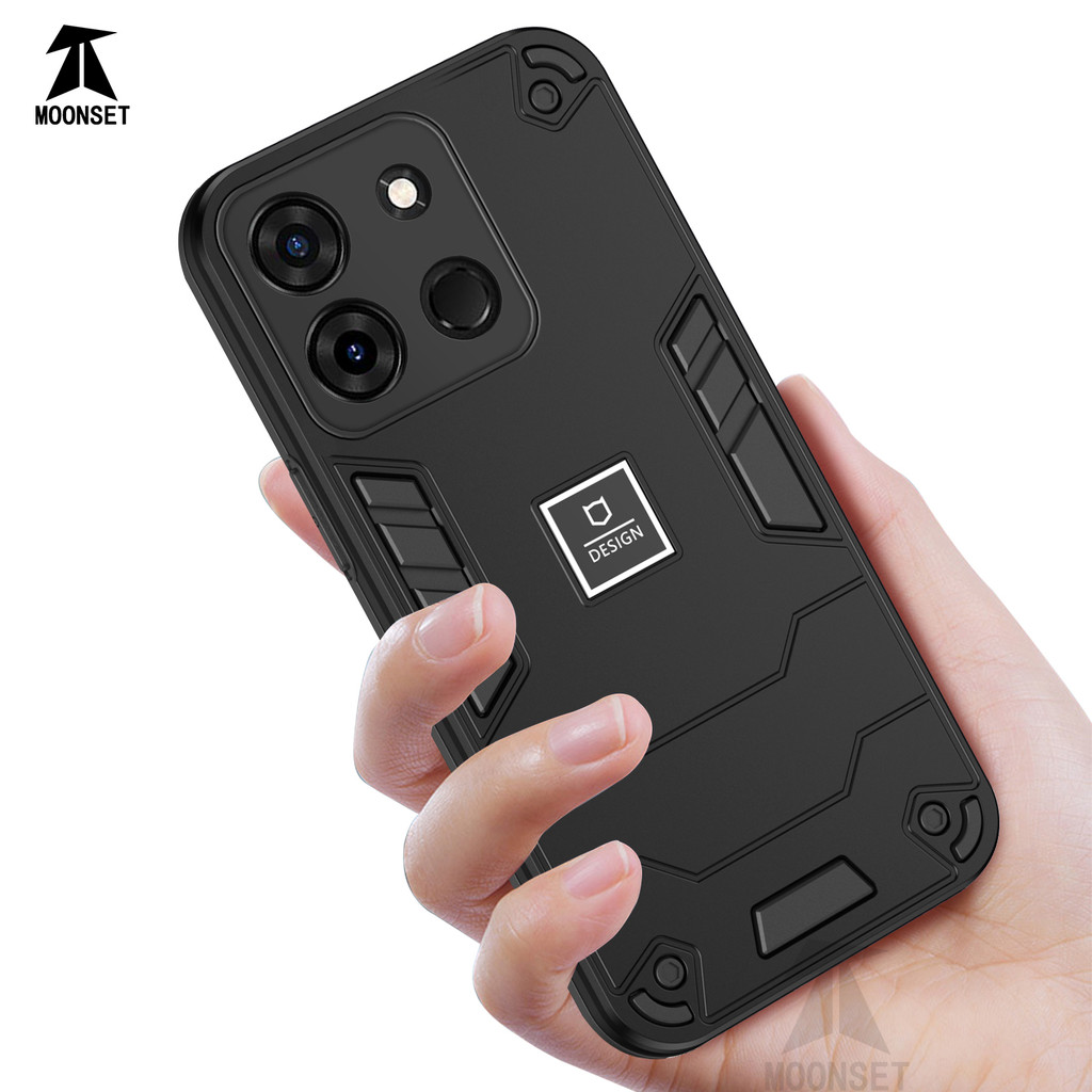 สําหรับ infinix Smart 7 Case Warrior Style Hard Back Soft Silicone Edges กันกระแทก Slim Thin Cover