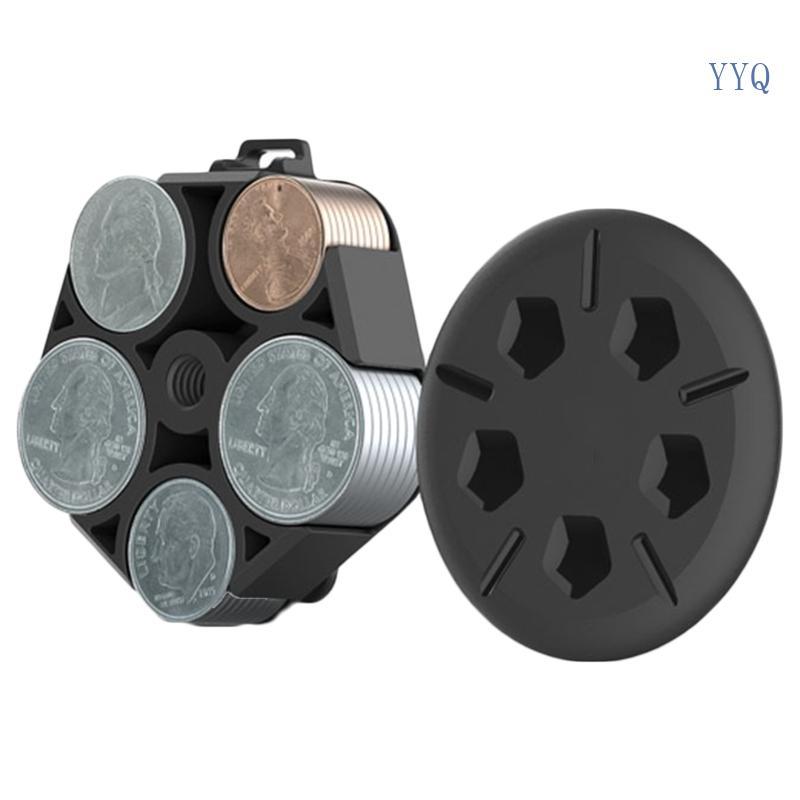 YYQ Compact Coin Holder สําหรับกรณีรถเปลี่ยน Organizer 5 ช่องขนาดใหญ่ความจุสําหรับ Holding Quarters 