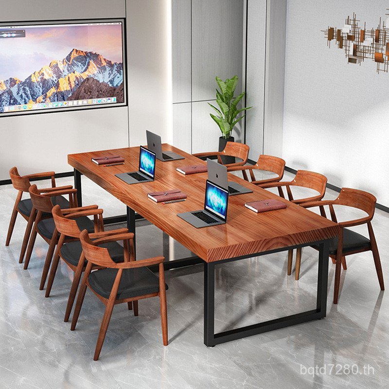 WU0N โต๊ะยาวขนาดใหญ่ Simple Bench เก้าอี้ loft โต๊ะคอมพิวเตอร์ไม้ Log Bar ตารางการประชุมสํานักงาน Ne