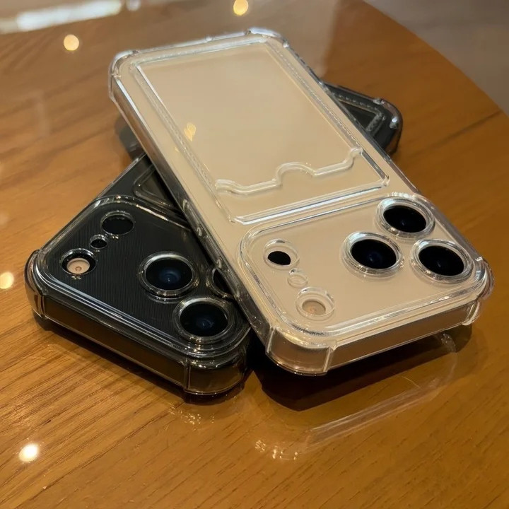 เคสใสสำหรับ for iPhone 17 16 15 14 11 12 13 Pro Max X XR XS Max 7 8 7 Plus 8 Plus Max SE 11 Pro การ์ดผู้ถือ เคสซิลิโคนใส