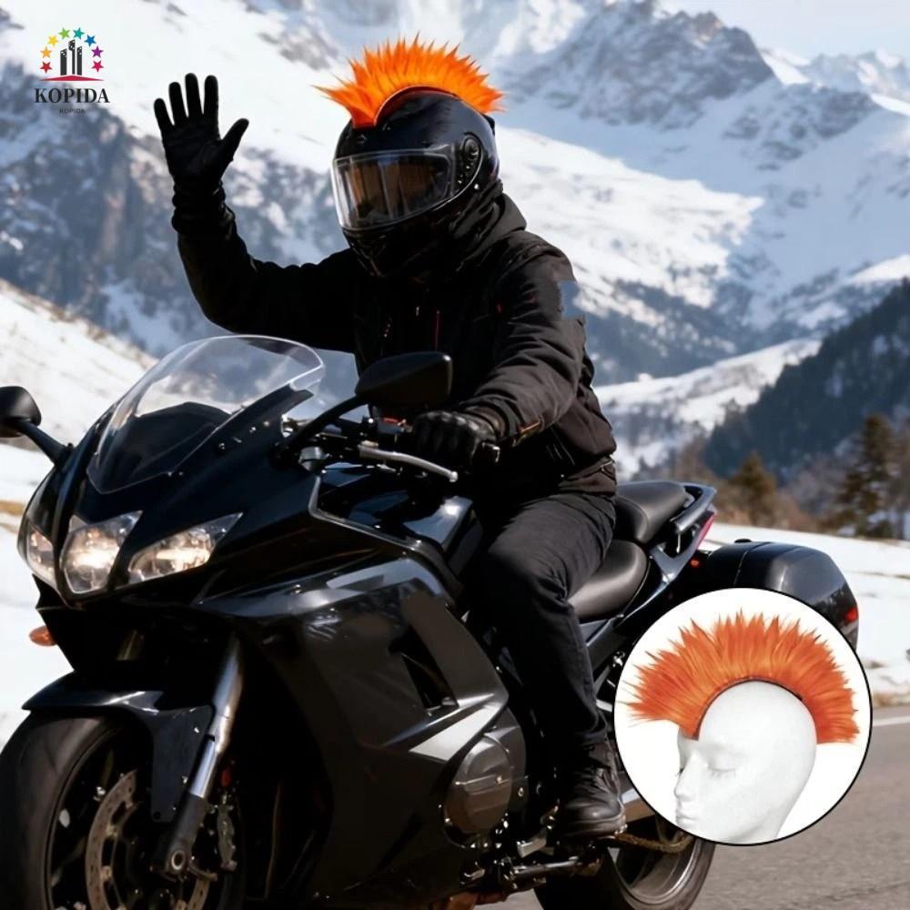 WILLIS Mohawk วิกผมสังเคราะห์,สังเคราะห์กาวหมวกกันน็อคตกแต่งนํามาใช้ใหม่ที่มีสีสันอุปกรณ์จักรยานหมวก