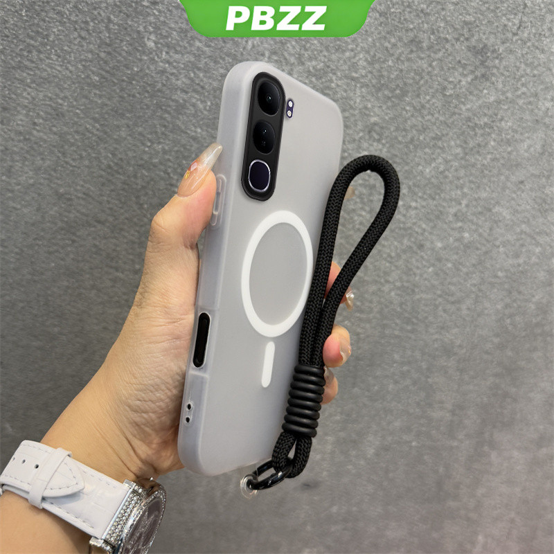 PBZZ Jelly สี 2 ใน 1 สําหรับ vivo v40 v50 v60 lite vivo Y19S 4G y04s y29s y04 Y29 4g V50 LITE 5G เคสโทรศัพท์ออกแบบใหม่พร้อมเชือกเส้นเล็กไร้สายแม่เหล็กสีดํา GDBS02