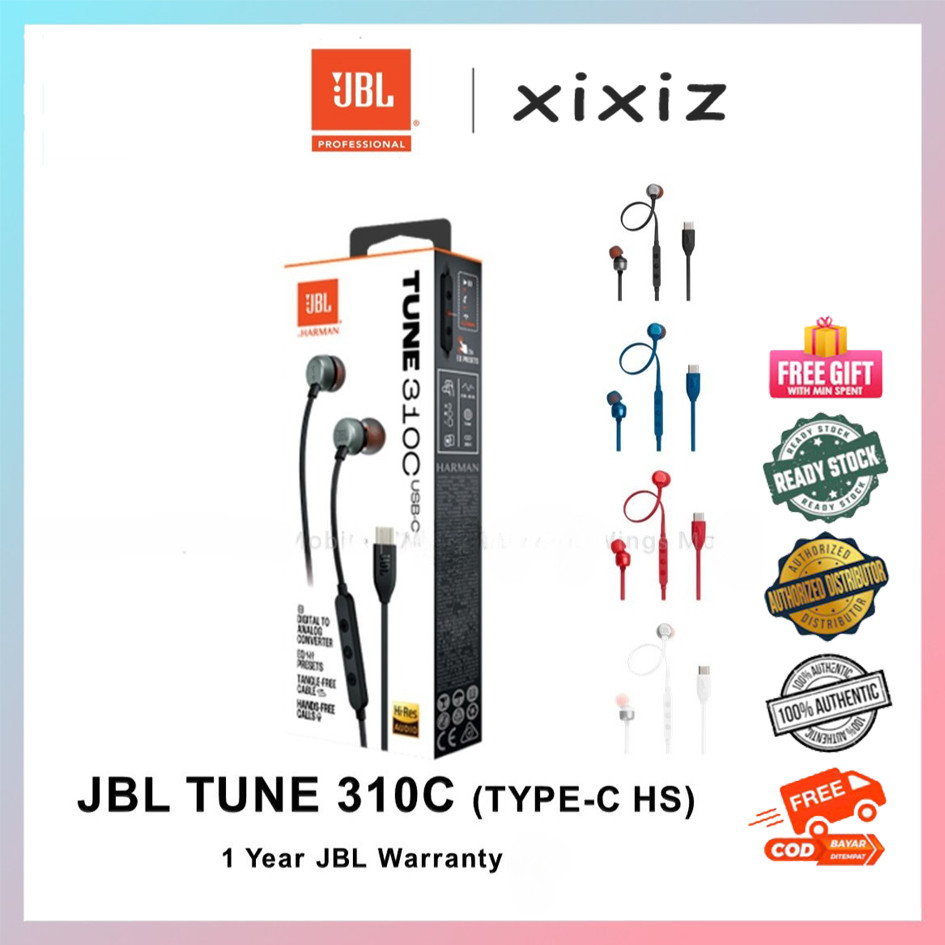JBL Tune 310C USB-C หูฟังอินเอียร์ความละเอียดสูงหูฟังแบบมีสายหูฟังพร้อมไมโครโฟน