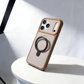 เคสแม่เหล็กที่เหมาะกับผิวสําหรับ iPhone 17 16 15 14 13 12 11 Pro Max Plus Air พร้อมที่วางแหวนโลหะ Kickstand Anti-Fall ฝาครอบป้องกัน