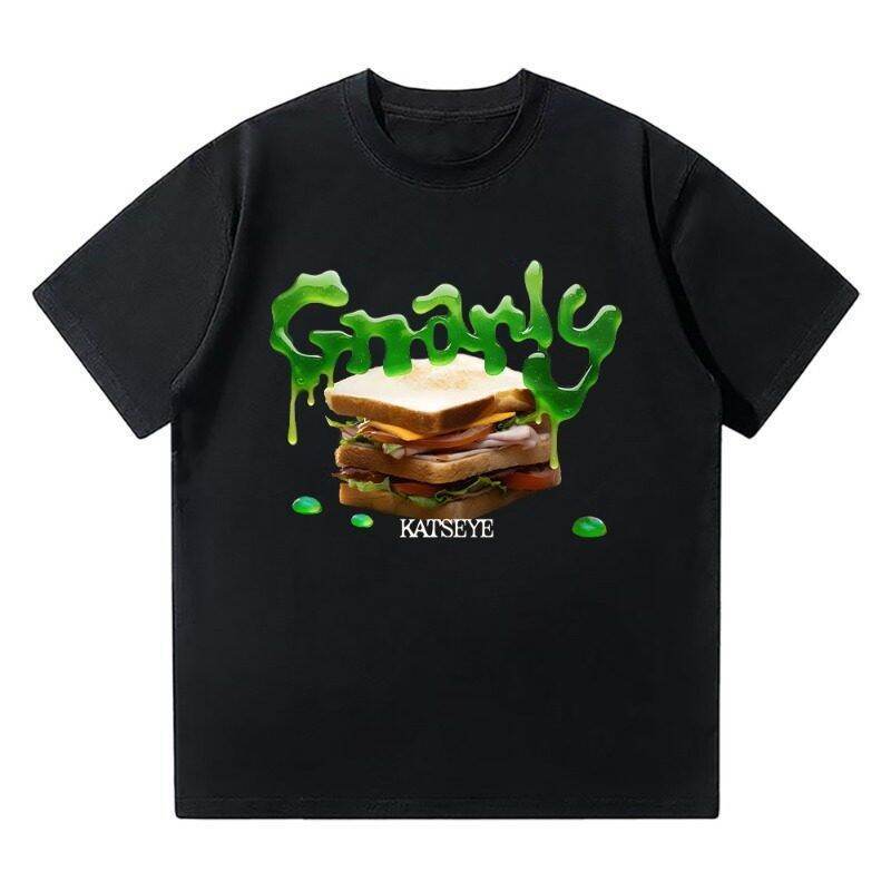 แฟชั่นKATSEYE Gnarly Cotton T-Shirt Men's Casual round Neck Short Sleeve Fashion Song Print Comforta