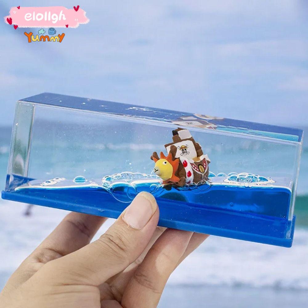อีLOGH Pirate Ship Fluid Drift Bottle, Floating Boat Liquid One Piece Unsinkable Ship Toy, Creative 