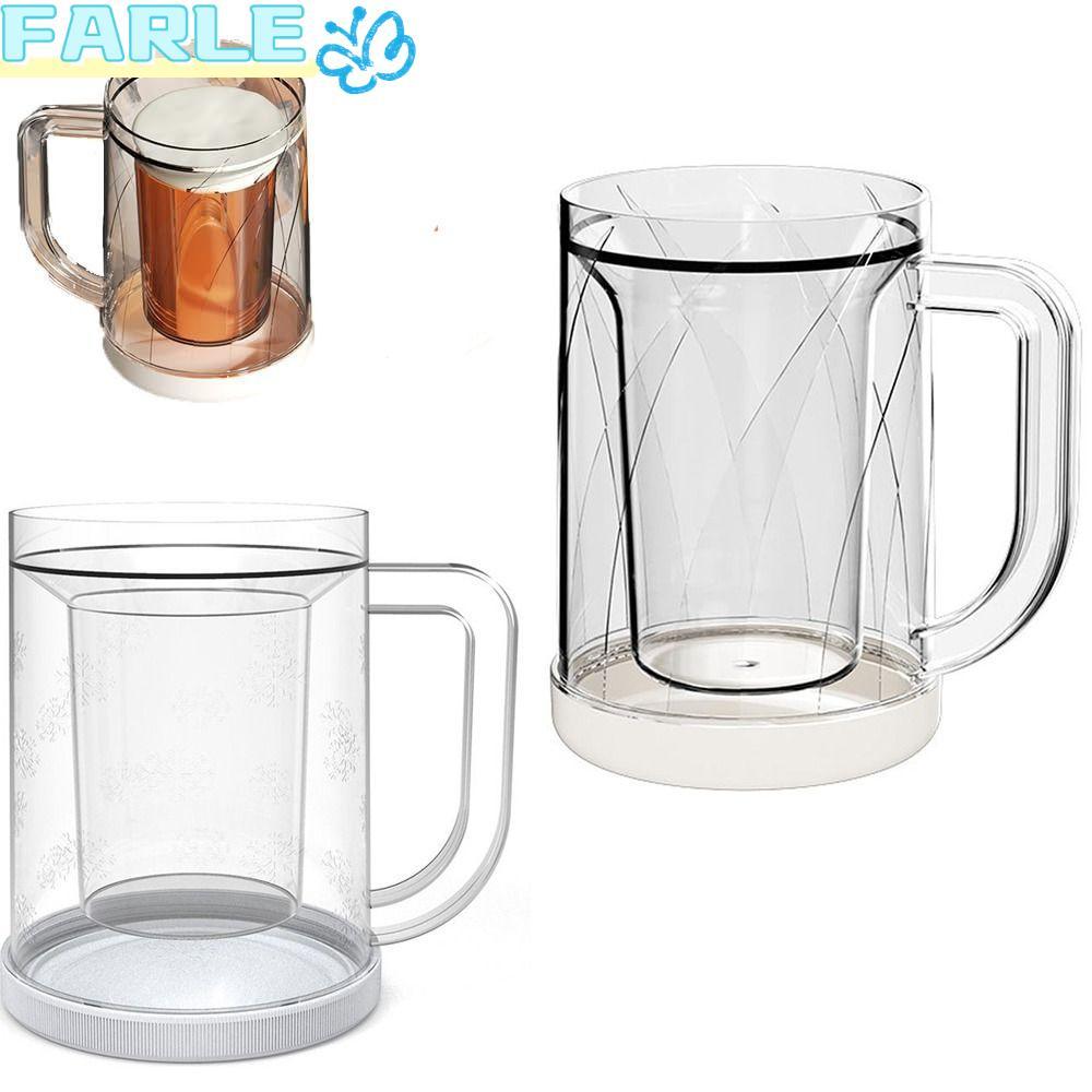 FARL Double Wall ตู้แช่แข็งแก้วน้ําแข็ง,พร้อมที่จับ PET/PP Liquid ตู้เย็นถ้วยแช่แข็ง, ความคิดสร้างสรรค์ 20oz หนาน้ําแข็งเย็นแก้วเบียร์ตู้เย็น