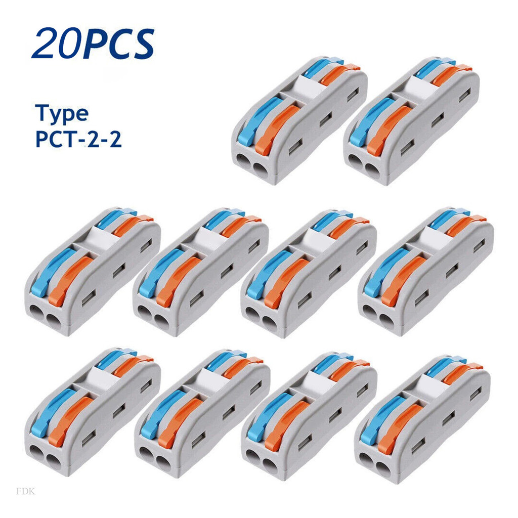 FDK 20PCS 2 Vs 2 พอร์ตสายไฟ Universal Compact Splitter โคมไฟสายไฟเชื่อมต่อ Quick Conductor Terminal 