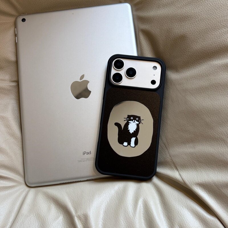 Huiwanju ลูกแมวขอบสีดํากระจกเหมาะสําหรับ iPhone17promax เคสโทรศัพท์มือถือ iphone16/15/14/13/12/11 รวมทุกอย่างป้องกันการตก 15plus เคสป้องกัน