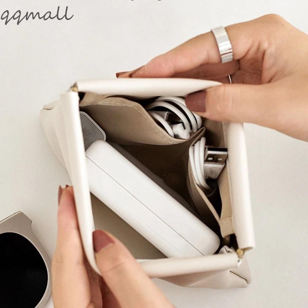 Qqmall กระเป๋าหนัง PU ขนาดเล็ก แบบพกพา กันน้ํา สําหรับใส่กุญแจ ต่างหู สร้อยคอ