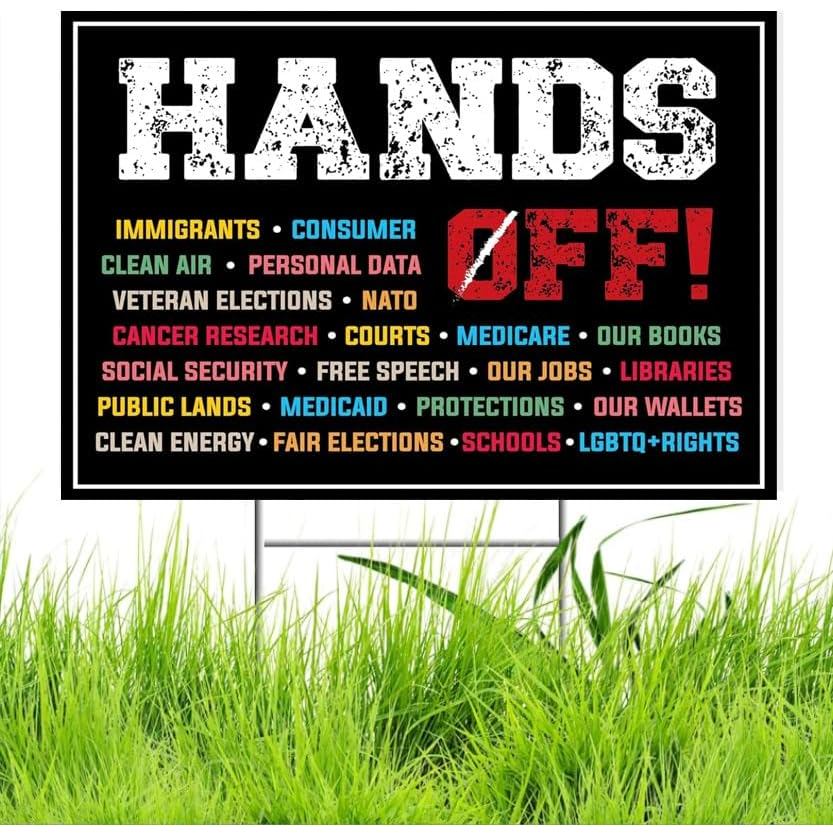 มือ Off Protest Yard Sign Social Security และ Medicare Protest Yard Sign สองด้านลูกฟูกพลาสติกกลางแจ้