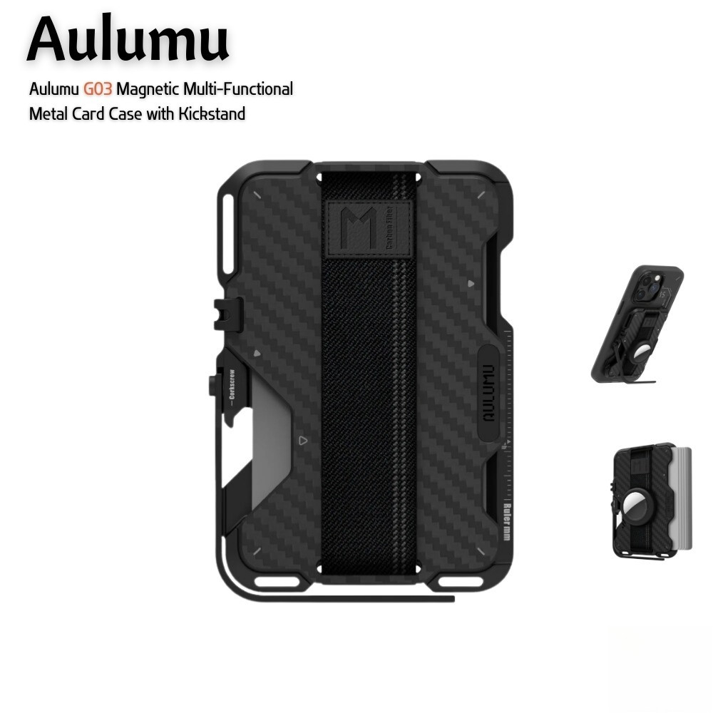 Aulumu G03 Magnetic Multi-Functional Metal Card Case with Kickstand ขาตั้ง Smartphone แบบแม่เหล็ก