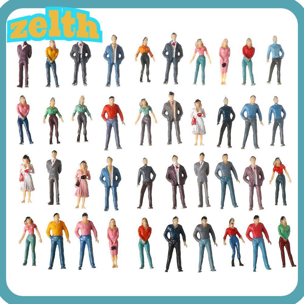 ZELTH 50/100pcs Model Building People Figures, สีผสม 1:200/1:100/1:150/1:75/1:50/1:30/1:25 Scale Passengers Train Scenery, Plastic Standing Poses