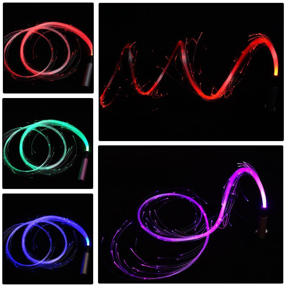 184 ซม.Led Fiber Optic Dance Whip Luminous Multicolor Party Fiber Glowing Whip Flash Light W9b1
