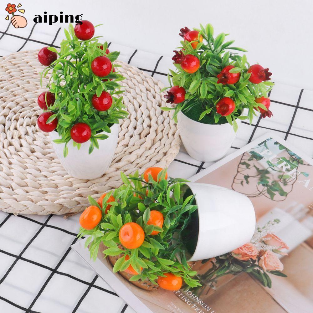 Aiping พืชประดิษฐ ์ บอนไซปาร ์ ตี ้ อุปกรณ ์ ตกแต ่ งบ ้ าน Windowsill เครื ่ องประดับทับทิมพริก