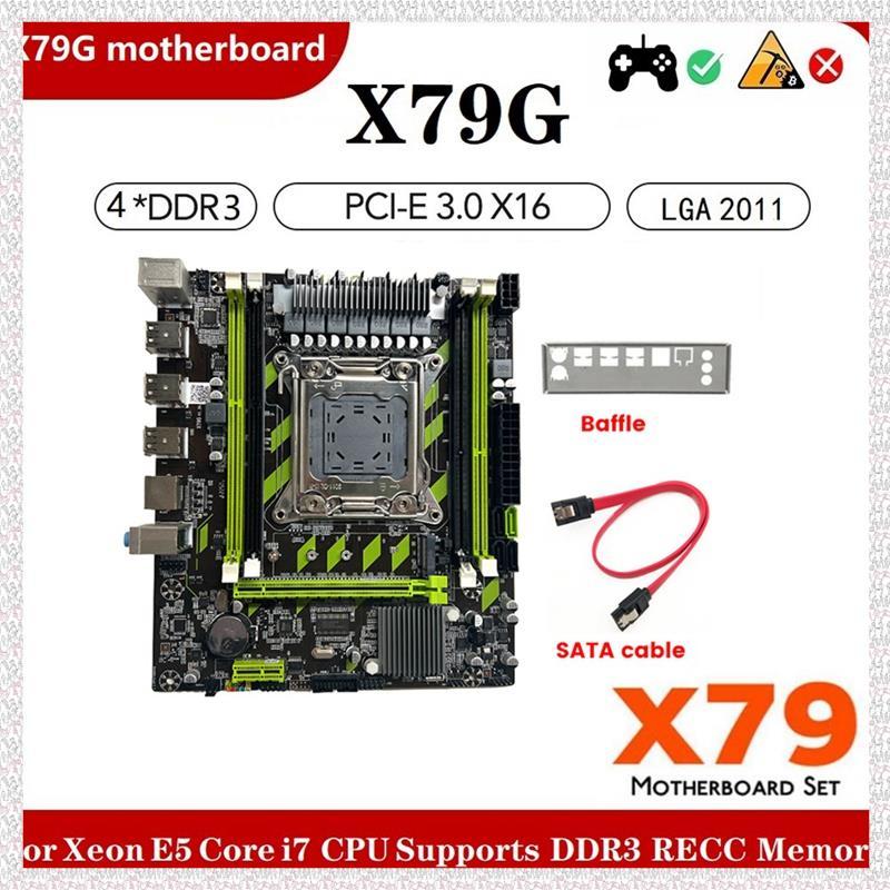 [deeamber.ph] X79G เมนบอร์ด + สาย + Bezel LGA2011 4XDDR3 RECC Slot M.2 NVME PCI-E X16 6XUSB2.0 SATA3