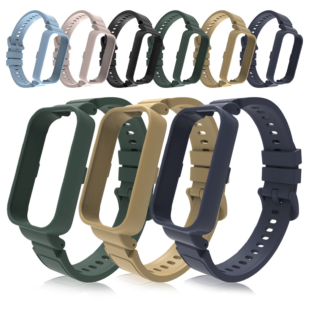 TPU Sport Strap Case Band สําหรับ Xiaomi Mi Band 9 / 8 Active PC Hard Screen Protector กรอบกันชนยืดหยุ่นเข็มขัดสร้อยข้อมือสายรัดข้อมืออุปกรณ์เสริมสําหรับ Smartwatch Redmi Band 3 2
