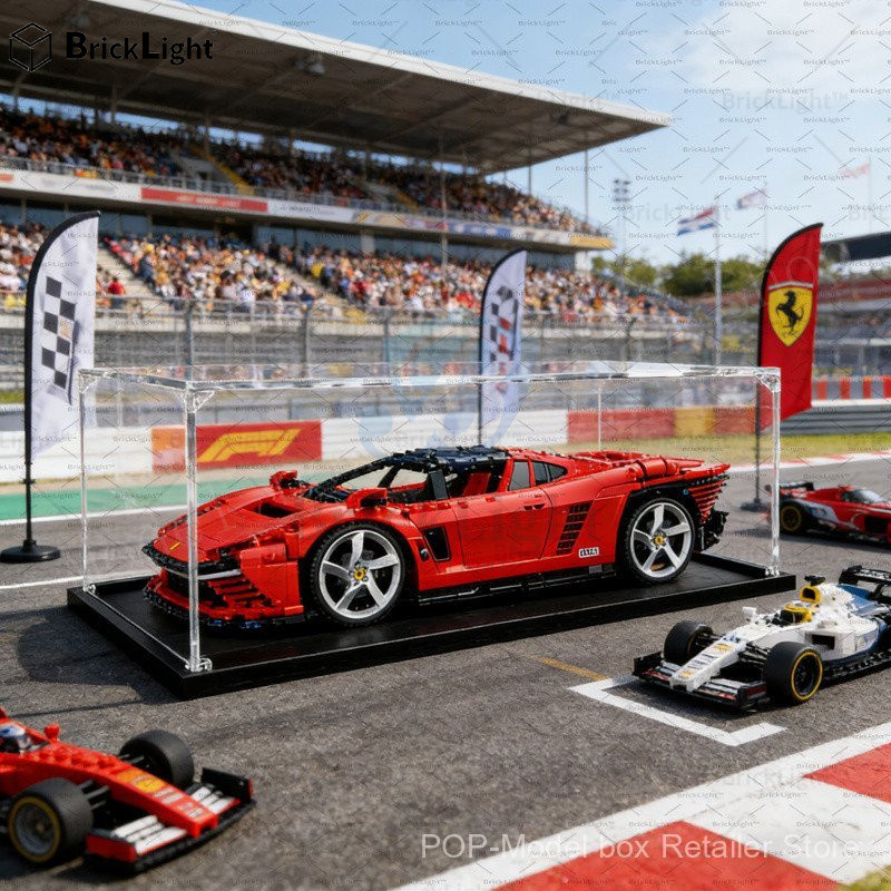 ❤️Lego อะคริลิคโปร่งใสกล่องสําหรับ Lego 42143 Ferrari Daytona SP3 Popmart Labubu Zimomo สําหรับรองเท