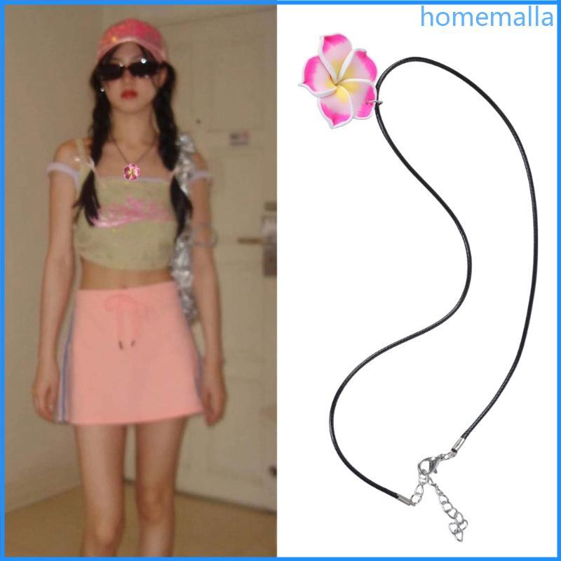 สร้อยคอ 3D ดอกไม้ พลีABLE สายPU สำหรับวัยรุ่น แฟชั่นฤดูร้อน