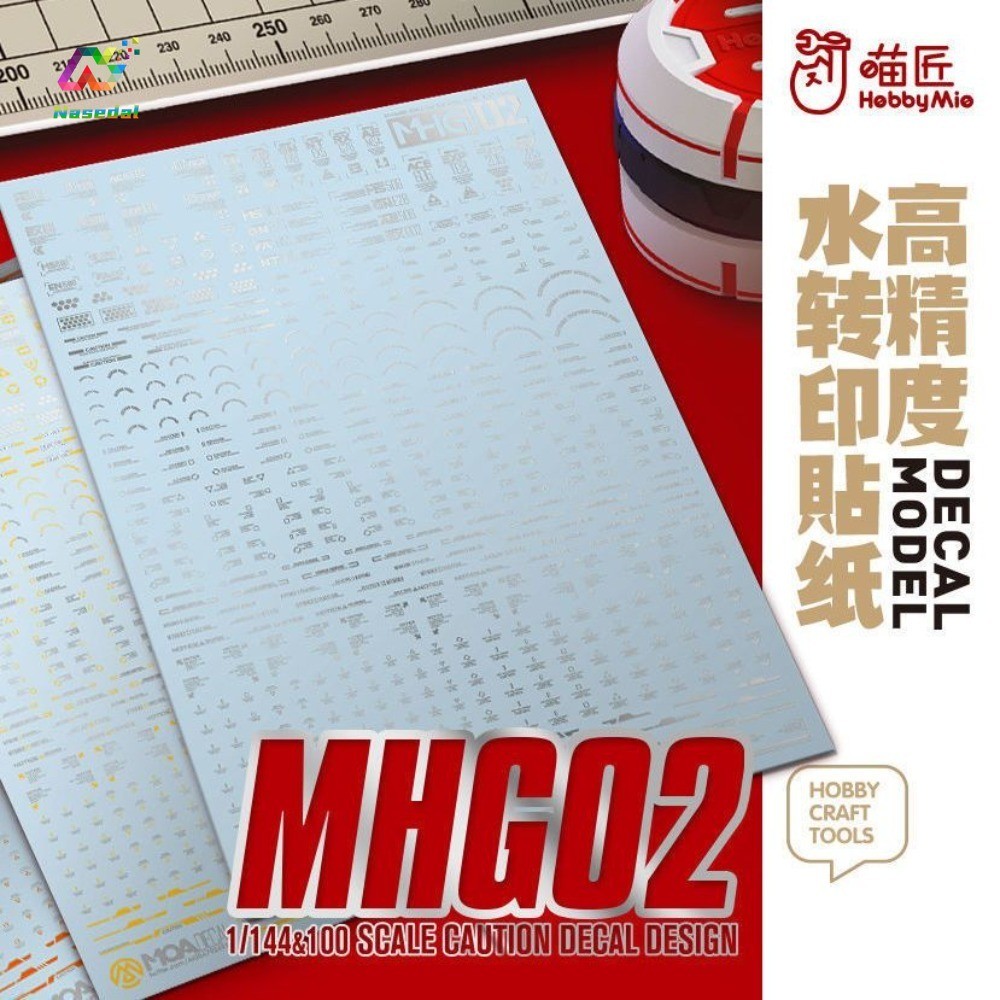Hobby Mio MHG02 ความแม่นยําสูงรุ่นสไลด์น้ํา Decals 1/144 1/100 Scale Universal ป้ายคําเตือน Decal สําหรับ Gunpla Hobby DIY เครื่องมือ