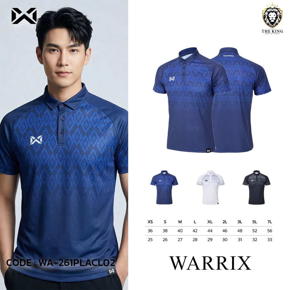 คุ้มกว่านี้ไม่มีแล้ว เสื้อโปโล WARRIX วอริกซ์ เสื้อ WARRIX LAI THAI WA-261PLACL02 เซต2 แท้100%